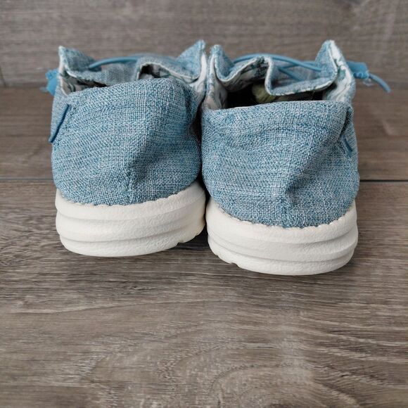 Hey Dude Shoes Women Size 8 Blue Wendy Linen Slip On Casual Loafers Beach Preppy - Picture 6 of 10